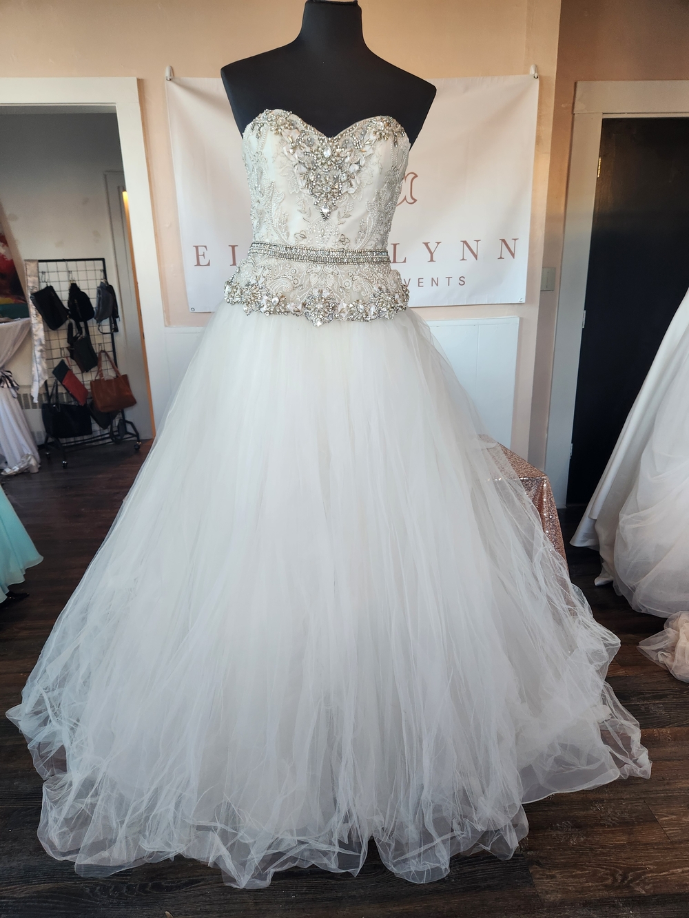 Badgley Mischka Constance #14656 Ivory Strapless Embellished Gown